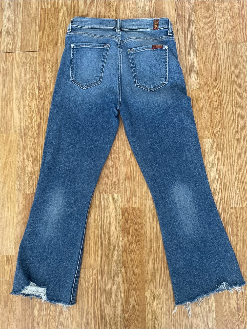 7 For All Mankind- Medium Blue Flare Jeans - Picture 3 of 6